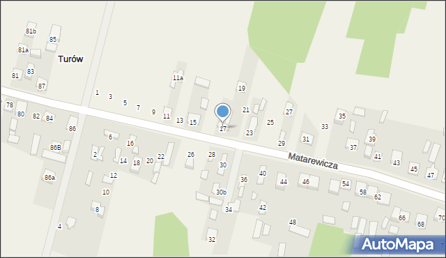Ossów, Matarewicza, 17, mapa Ossów
