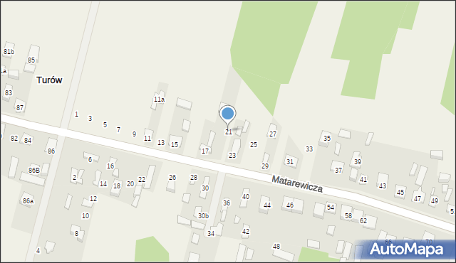 Ossów, Matarewicza, 21, mapa Ossów