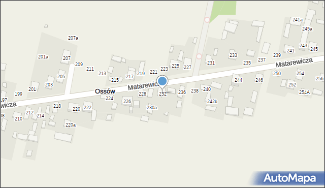 Ossów, Matarewicza, 232, mapa Ossów