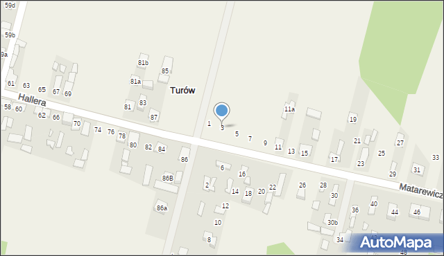 Ossów, Matarewicza, 3, mapa Ossów