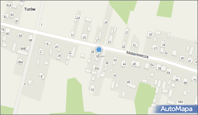 Ossów, Matarewicza, 30a, mapa Ossów