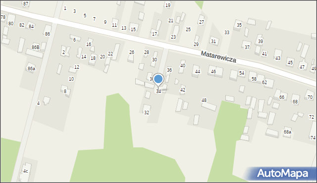 Ossów, Matarewicza, 34, mapa Ossów