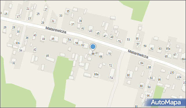 Ossów, Matarewicza, 66, mapa Ossów