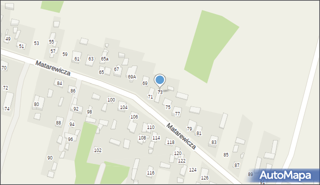 Ossów, Matarewicza, 73, mapa Ossów