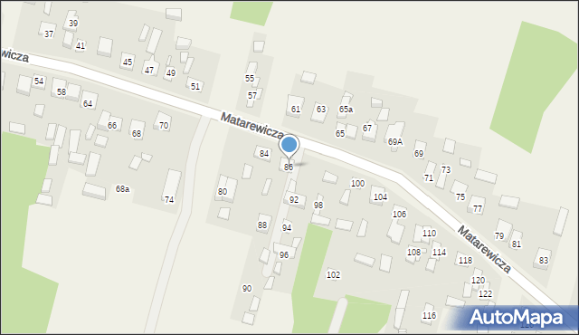 Ossów, Matarewicza, 86, mapa Ossów