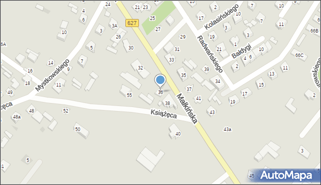 Ostrów Mazowiecka, Małkińska, 36, mapa Ostrów Mazowiecka