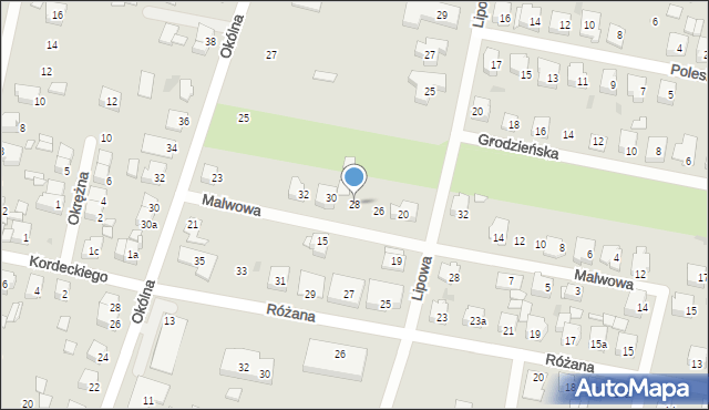 Ostrów Wielkopolski, Malwowa, 28, mapa Ostrów Wielkopolski