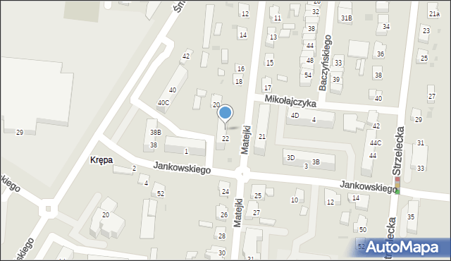 Ostrów Wielkopolski, Matejki Jana, 22B, mapa Ostrów Wielkopolski