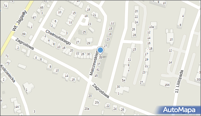 Oświęcim, Malczewskiego Jacka, 33, mapa Oświęcimia