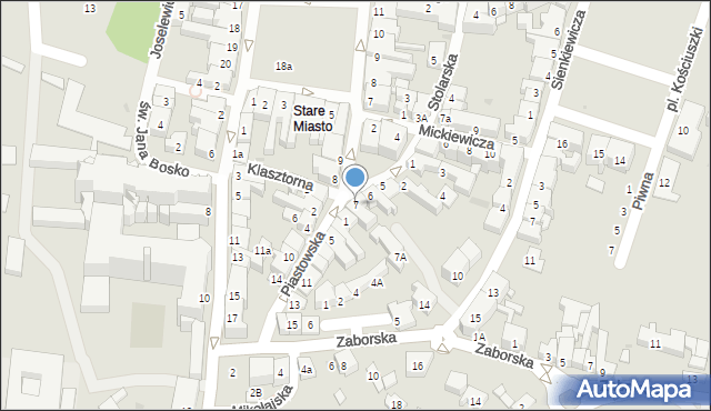 Oświęcim, Mały Rynek, 7, mapa Oświęcimia