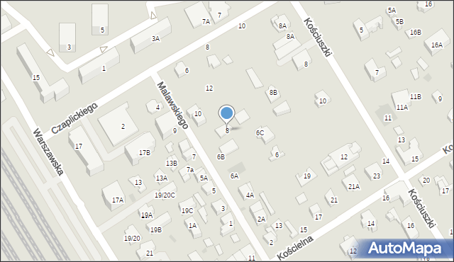 Otwock, Malawskiego Stefana, prof., 8, mapa Otwock