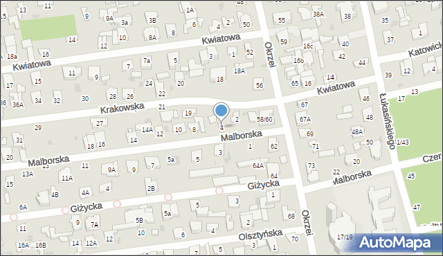 Otwock, Malborska, 4, mapa Otwock