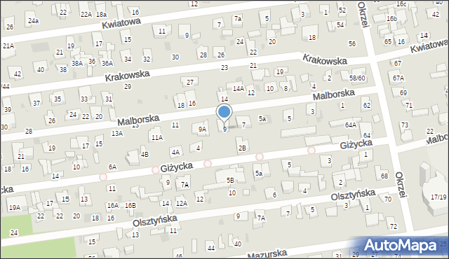 Otwock, Malborska, 9, mapa Otwock