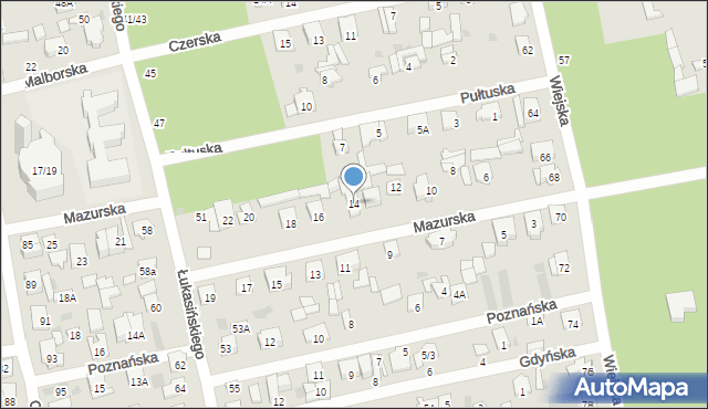 Otwock, Mazurska, 14, mapa Otwock