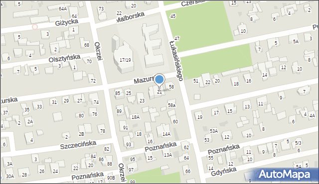 Otwock, Mazurska, 21, mapa Otwock