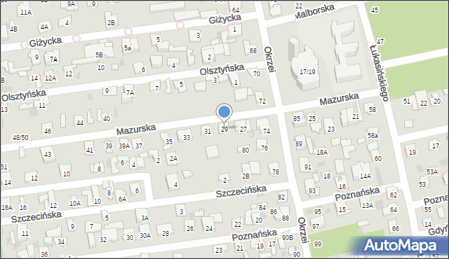 Otwock, Mazurska, 29, mapa Otwock