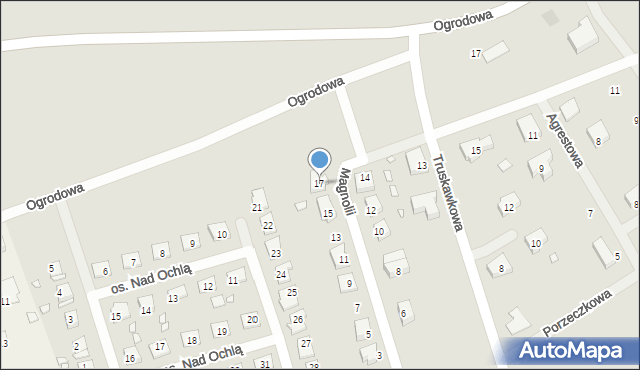 Otyń, Magnolii, 17, mapa Otyń
