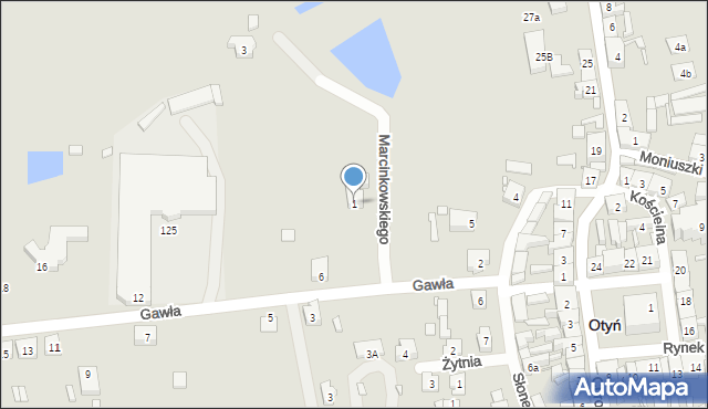 Otyń, Marcinkowskiego Zygmunta, 1, mapa Otyń