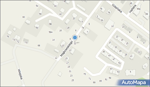 Pępowo, Majkowskiego Aleksandra, dr., 11, mapa Pępowo