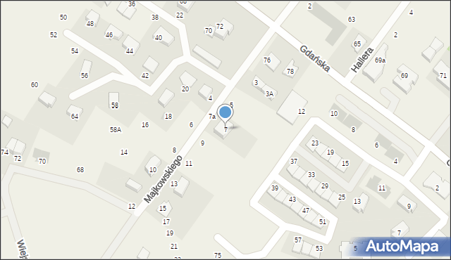 Pępowo, Majkowskiego Aleksandra, dr., 7, mapa Pępowo