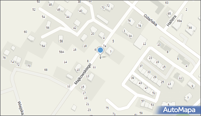 Pępowo, Majkowskiego Aleksandra, dr., 9, mapa Pępowo