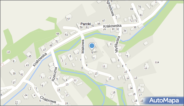 Pewel Ślemieńska, Makowa, 5, mapa Pewel Ślemieńska