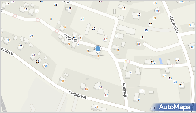 Piasek, Magnolii, 3, mapa Piasek