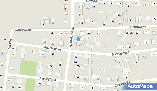 Piastów, Mazowiecka, 10, mapa Piastów