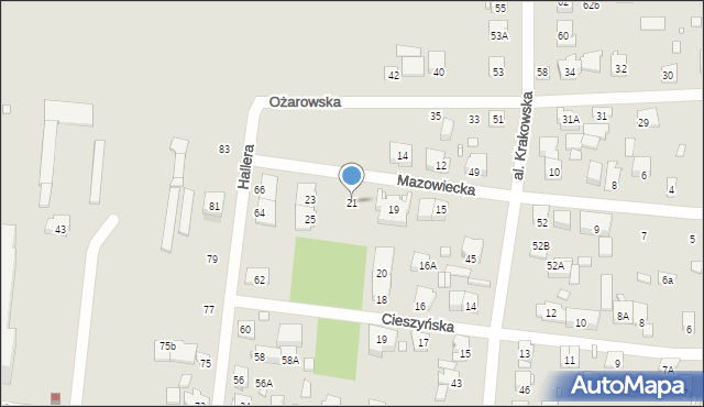 Piastów, Mazowiecka, 21, mapa Piastów