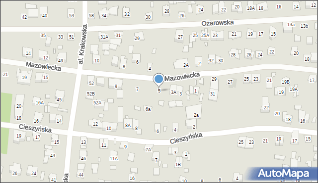 Piastów, Mazowiecka, 5, mapa Piastów