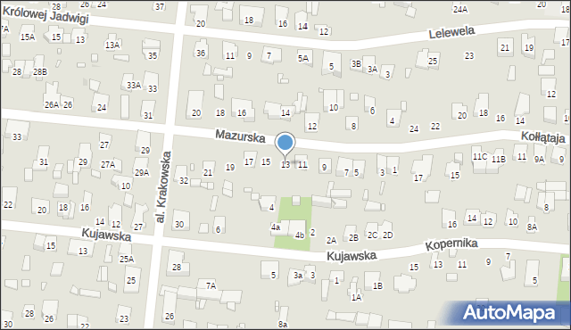 Piastów, Mazurska, 13, mapa Piastów