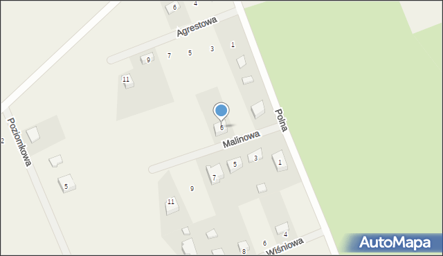 Piecki, Malinowa, 6, mapa Piecki