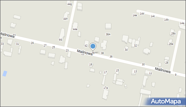 Piotrków Trybunalski, Malinowa, 40, mapa Piotrków Trybunalski