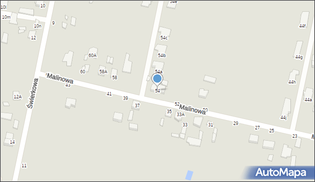 Piotrków Trybunalski, Malinowa, 54, mapa Piotrków Trybunalski