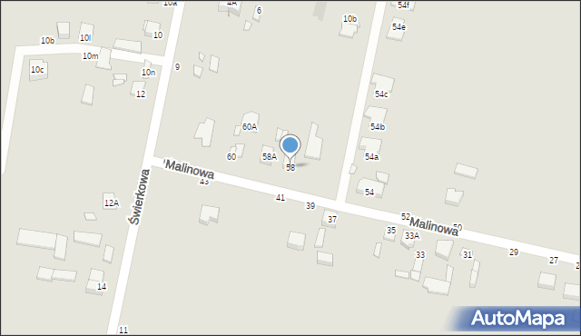 Piotrków Trybunalski, Malinowa, 58, mapa Piotrków Trybunalski