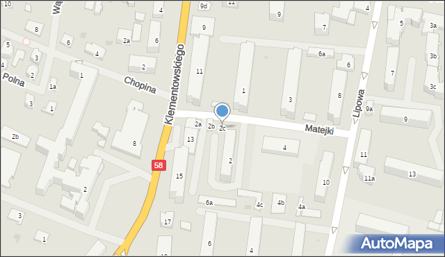 Pisz, Matejki Jana, 2c, mapa Pisz