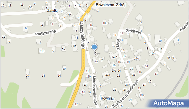 Piwniczna-Zdrój, Marciszewskiego Jana, 5A, mapa Piwniczna-Zdrój