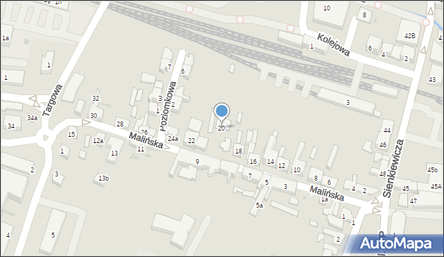 Pleszew, Malińska, 20, mapa Pleszew