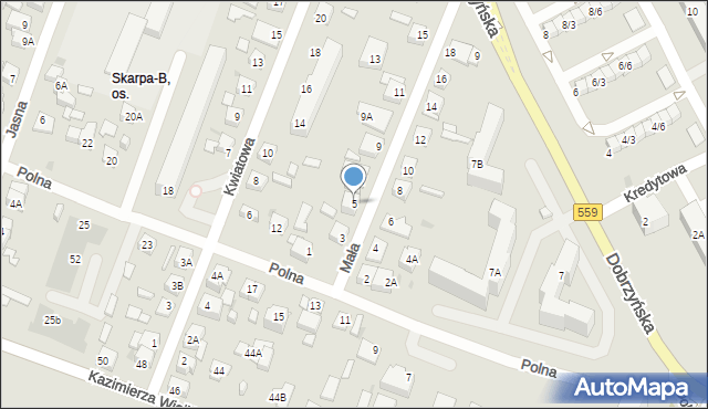 Płock, Mała, 5, mapa Płock