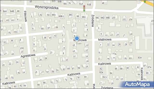 Płock, Malinowa, 16A, mapa Płock