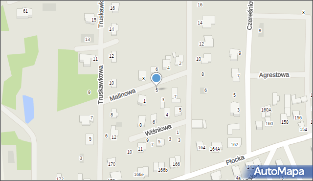 Płońsk, Malinowa, 5, mapa Płońsk