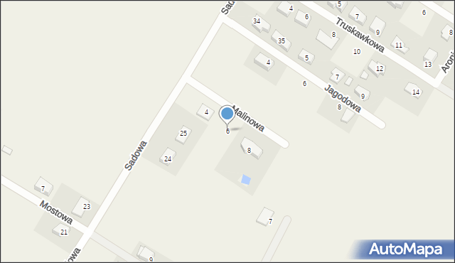 Płoty, Malinowa, 6, mapa Płoty