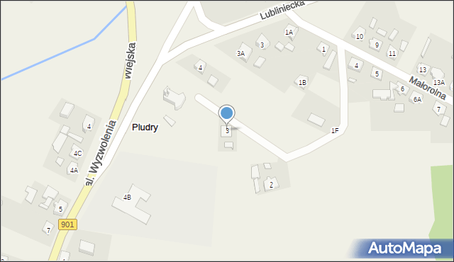 Pludry, Małorolna, 3, mapa Pludry