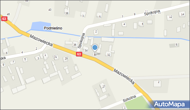 Podnieśno, Mazowiecka, 30, mapa Podnieśno