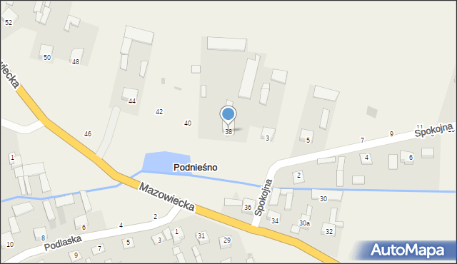 Podnieśno, Mazowiecka, 38, mapa Podnieśno