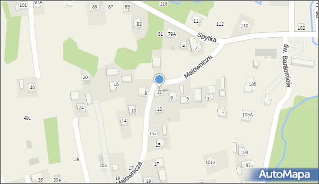 Poręba Spytkowska, Malownicza, 11, mapa Poręba Spytkowska