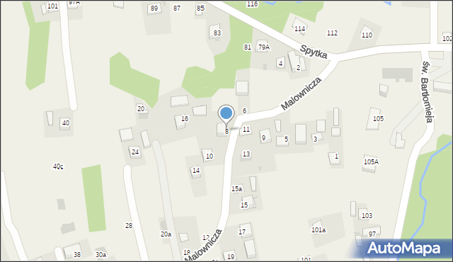 Poręba Spytkowska, Malownicza, 8, mapa Poręba Spytkowska