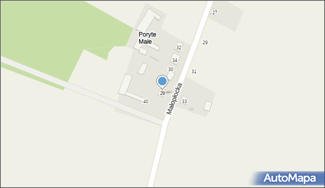 Poryte, Małopłocka, 28, mapa Poryte
