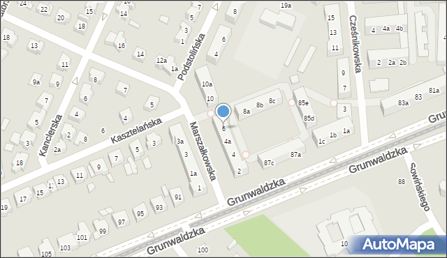 Poznań, Marszałkowska, 6, mapa Poznania