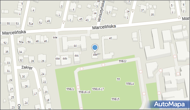 Poznań, Marcelińska, 44d, mapa Poznania